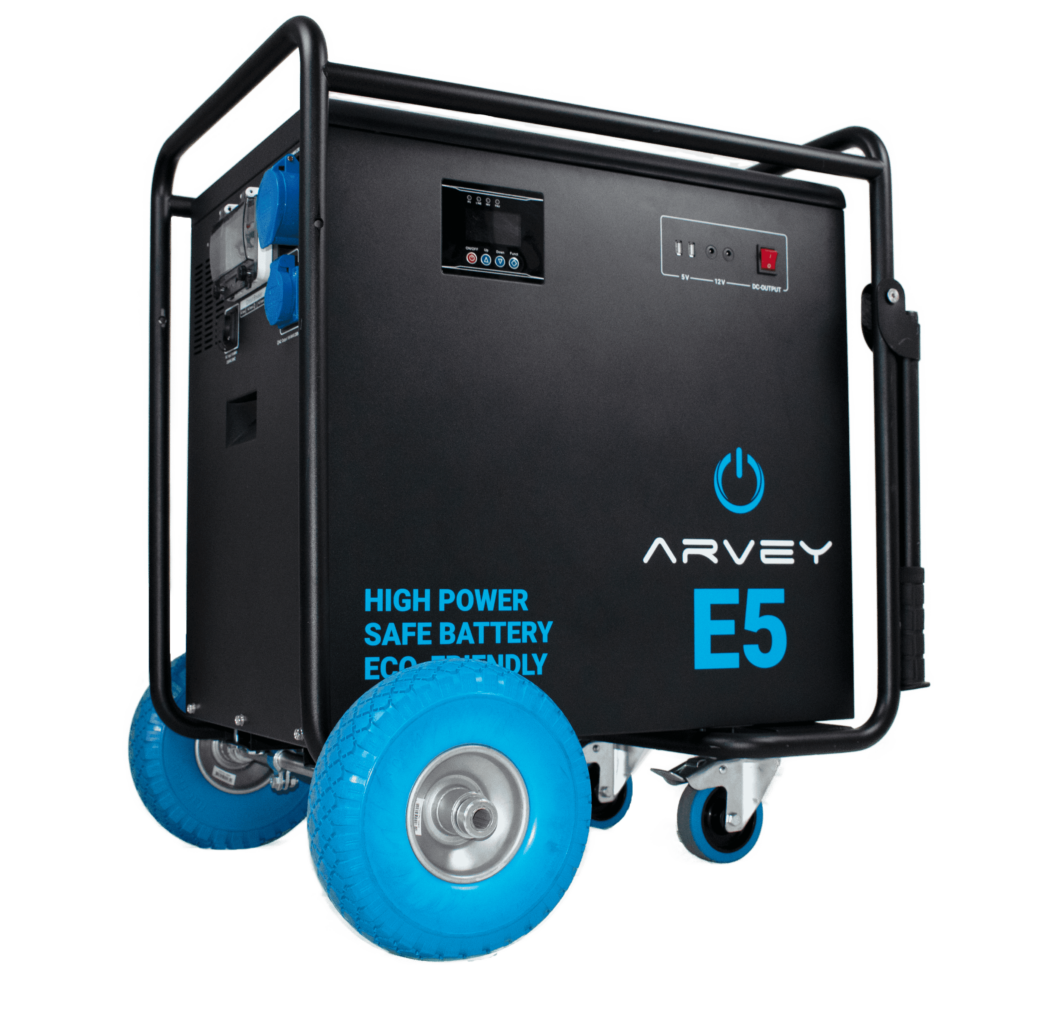 AXSOL ARVEY E5 rollbarer mobiler Batteriespeicher für professionelle Einsätze Baustelle Militär