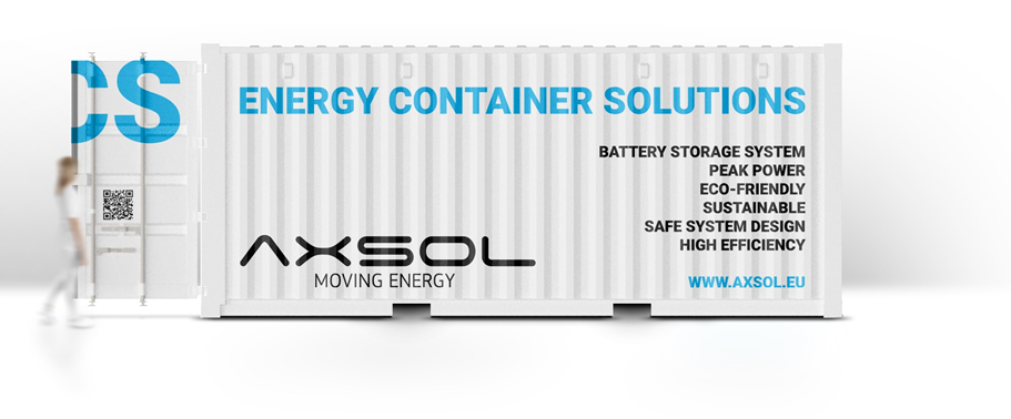 AXSOL Energy Container Solutions Außenansicht Batteriespeicher Lastspitzenkappung